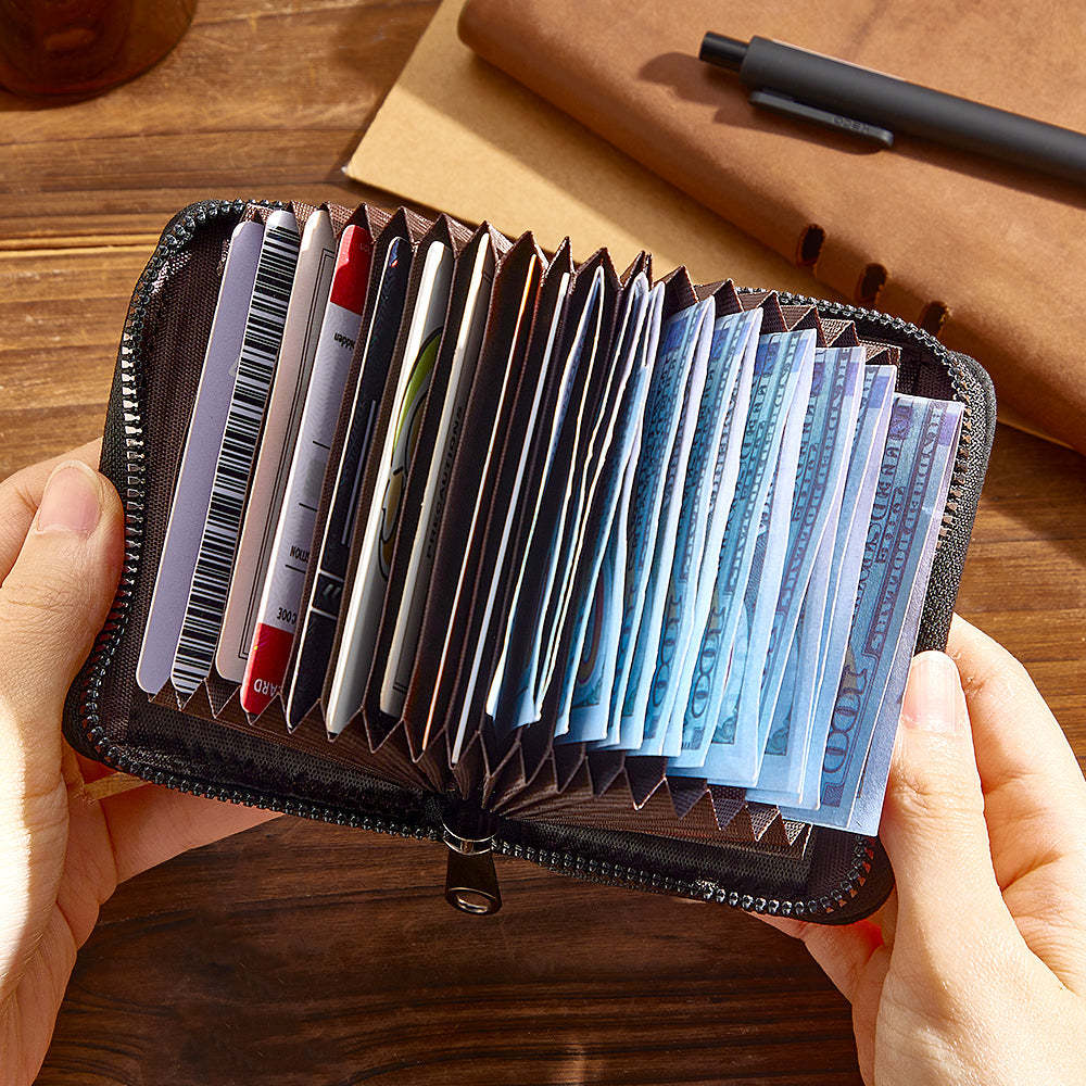 Portefeuille De Golf En Cuir Personnalisé Avec 18 Emplacements Pour Cartes, Portefeuille Porte-cartes, Cadeau Pour Hommes - votrecollierprenomfr