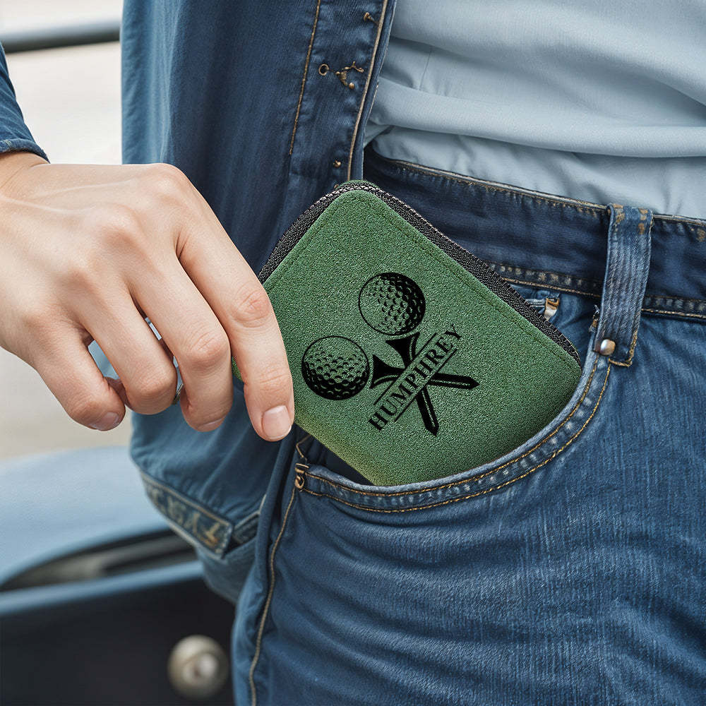 Portefeuille De Golf En Cuir Personnalisé Avec 18 Emplacements Pour Cartes, Portefeuille Porte-cartes, Cadeau Pour Hommes - votrecollierprenomfr