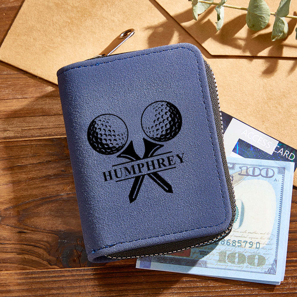 Portefeuille De Golf En Cuir Personnalisé Avec 18 Emplacements Pour Cartes, Portefeuille Porte-cartes, Cadeau Pour Hommes - votrecollierprenomfr