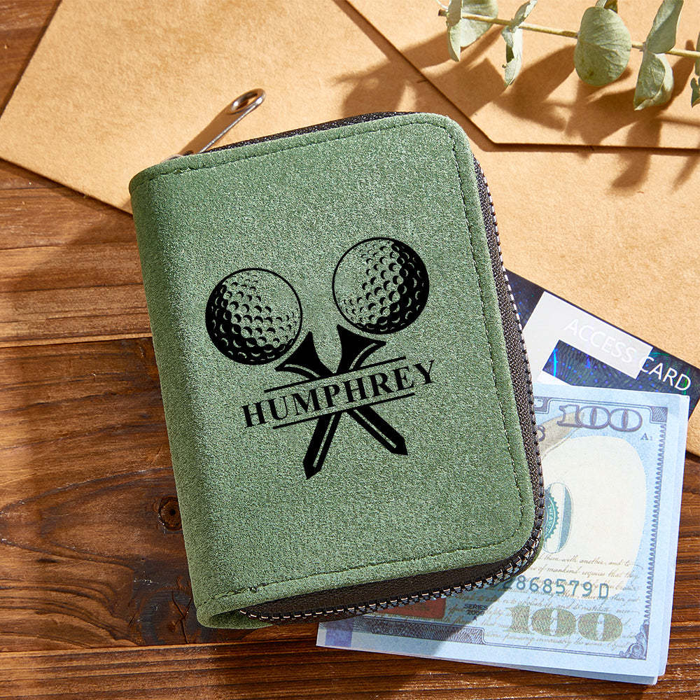 Portefeuille De Golf En Cuir Personnalisé Avec 18 Emplacements Pour Cartes, Portefeuille Porte-cartes, Cadeau Pour Hommes - votrecollierprenomfr