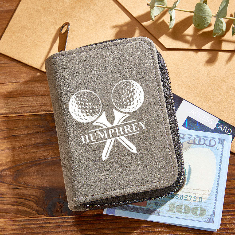 Portefeuille De Golf En Cuir Personnalisé Avec 18 Emplacements Pour Cartes, Portefeuille Porte-cartes, Cadeau Pour Hommes - votrecollierprenomfr