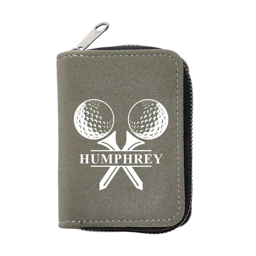 Portefeuille De Golf En Cuir Personnalisé Avec 18 Emplacements Pour Cartes, Portefeuille Porte-cartes, Cadeau Pour Hommes - votrecollierprenomfr