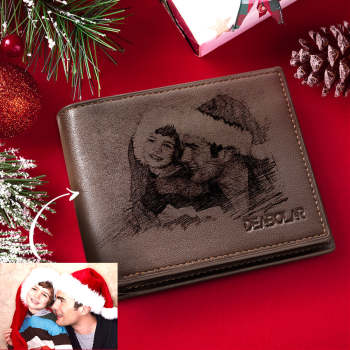 Portefeuille Personnalisé Avec Gravure en Photo Cadeau de Noël