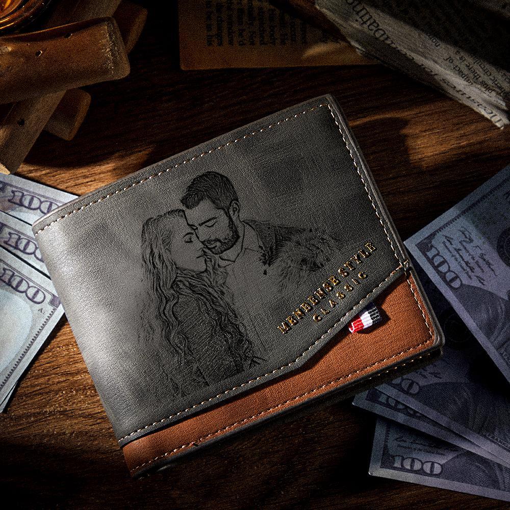 Portefeuille Photo Personnalisé Business Court Cadeaux Homme - votrecollierprenomfr