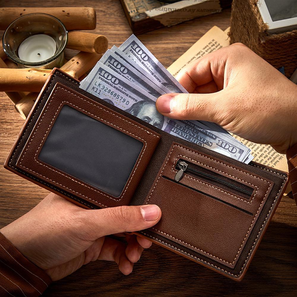 Portefeuille Photo Personnalisé Business Court Cadeaux Homme - votrecollierprenomfr