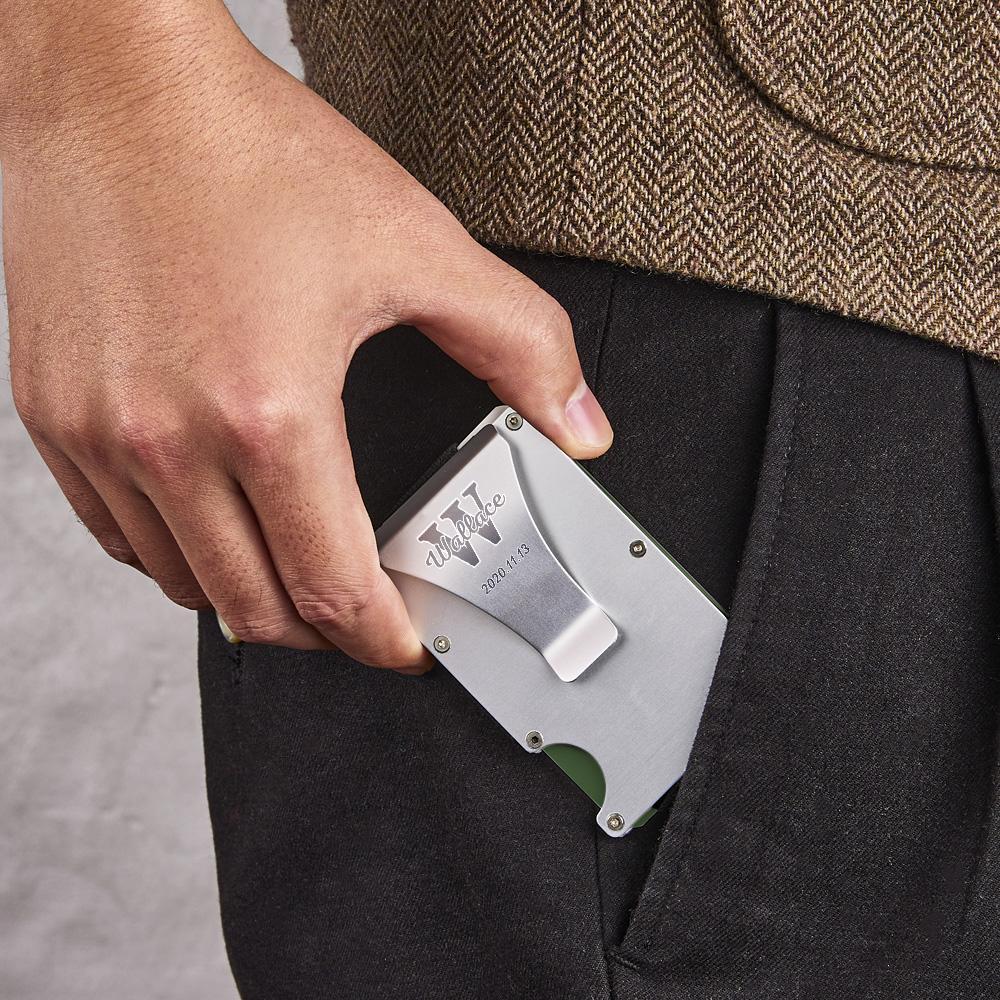 Porte-cartes Ultra-mince Minimaliste Gravé Personnalisé Cadeaux De Porte-cartes - votrecollierprenomfr