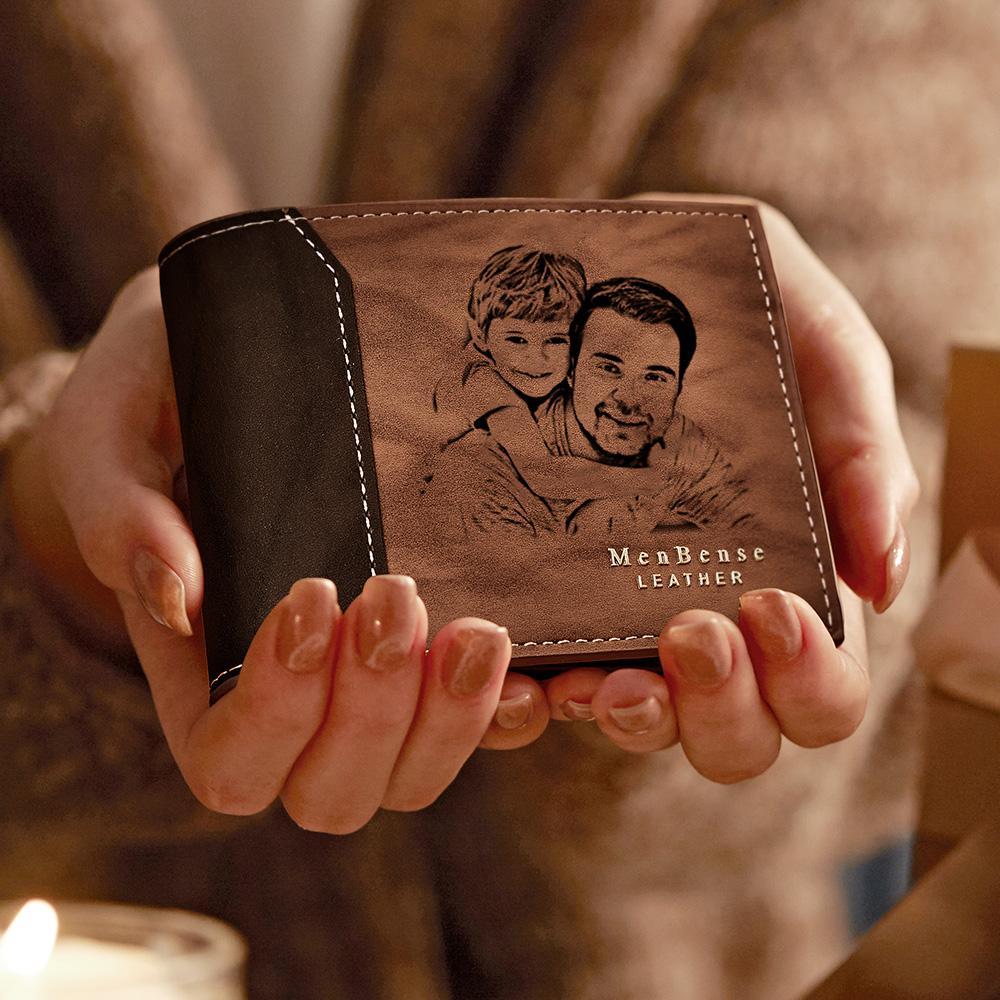 Portefeuille Photo Personnalisé Gravé Cuir Ombre Cadeaux Simples - votrecollierprenomfr