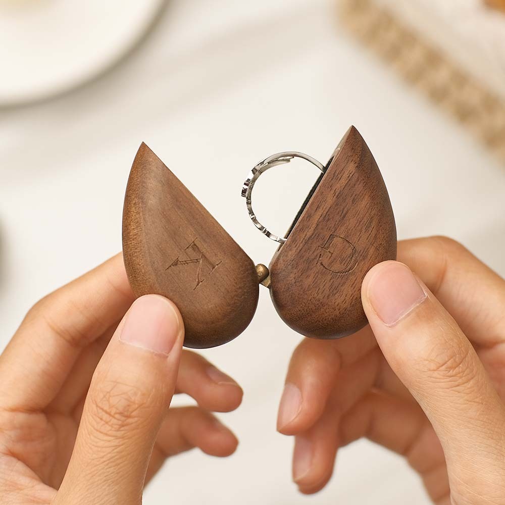 Boîte À Bagues À Rabat En Forme De Cœur Gravée Secrète Boîte À Bagues À Bijoux Unique Personnalisée - votrecollierprenomfr