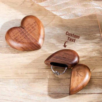 Boîte À Bagues À Rabat En Forme De Cœur Gravée Secrète Boîte À Bagues À Bijoux Unique Personnalisée - votrecollierprenomfr