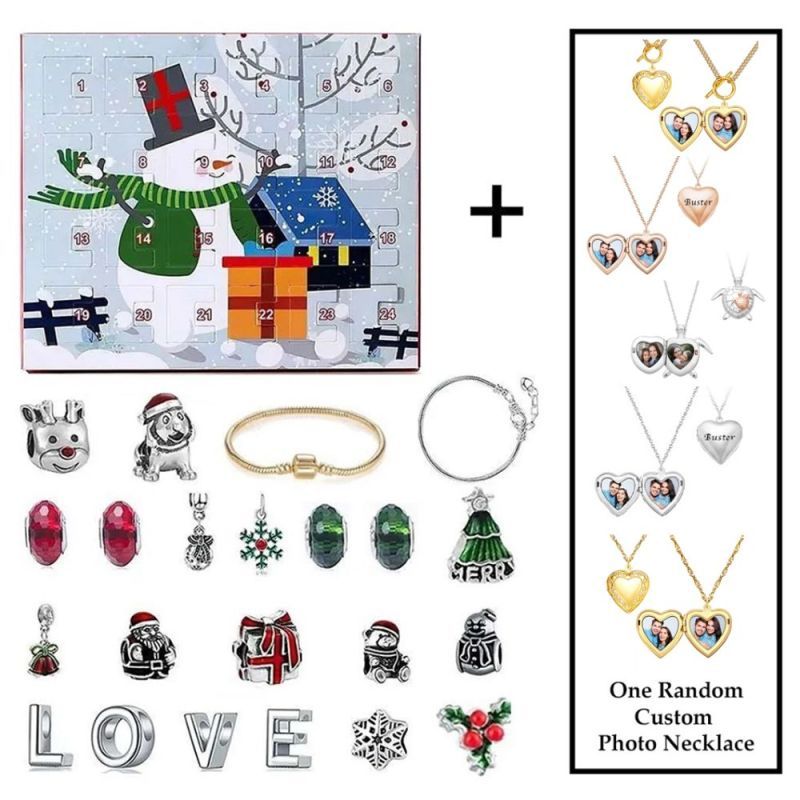 Bijoux Calendrier De L'avent, Collier Photo De Noël, Bracelets, Cadeau De Bijoux, 24 Calendrier, Compte À Rebours, Boîte Cadeau Pour Elle - votrecollierprenomfr