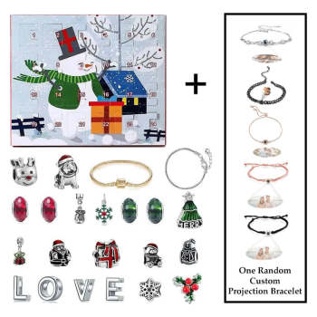 Bracelet De Projection De Noël, Bijoux Cadeaux, Calendrier De L'avent, 24 Calendrier, Compte À Rebours, Boîte-cadeau - votrecollierprenomfr
