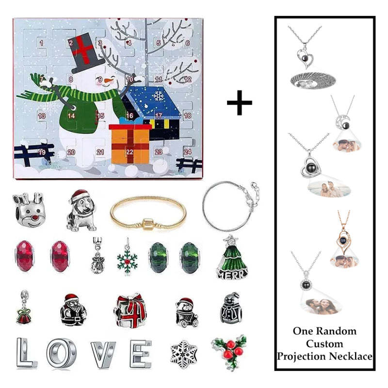 Bijoux Calendrier De L'avent Projection De Noël Collier Bracelets Cadeaux Coffret Cadeau Cadeau De Noël Pour Elle - votrecollierprenomfr