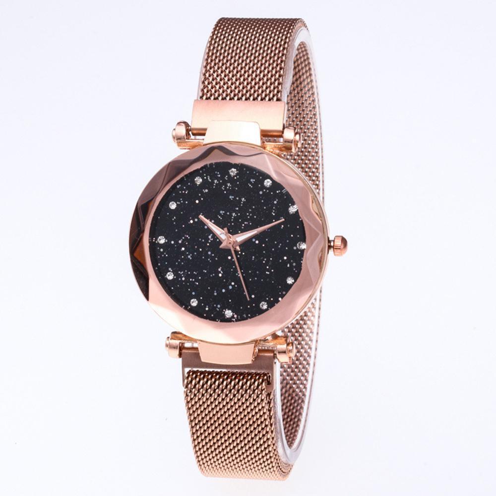 Star Dial Watch Simple Style Rose Golden