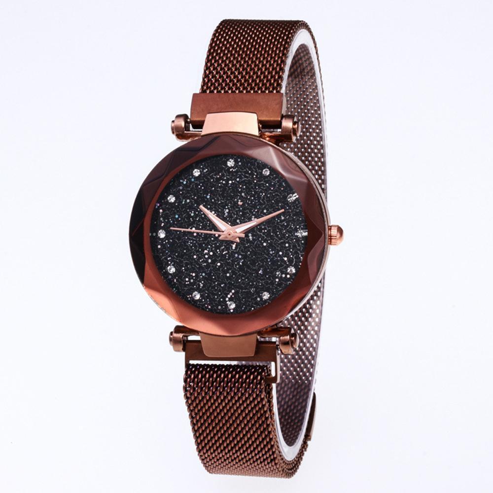Star Dial Watch Simple Style Coffee Golden