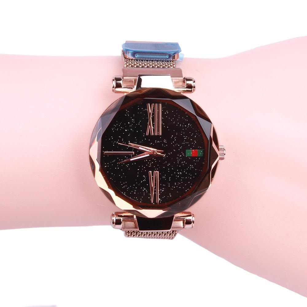 Star Dial Watch with Roman Numerals Rose Golden