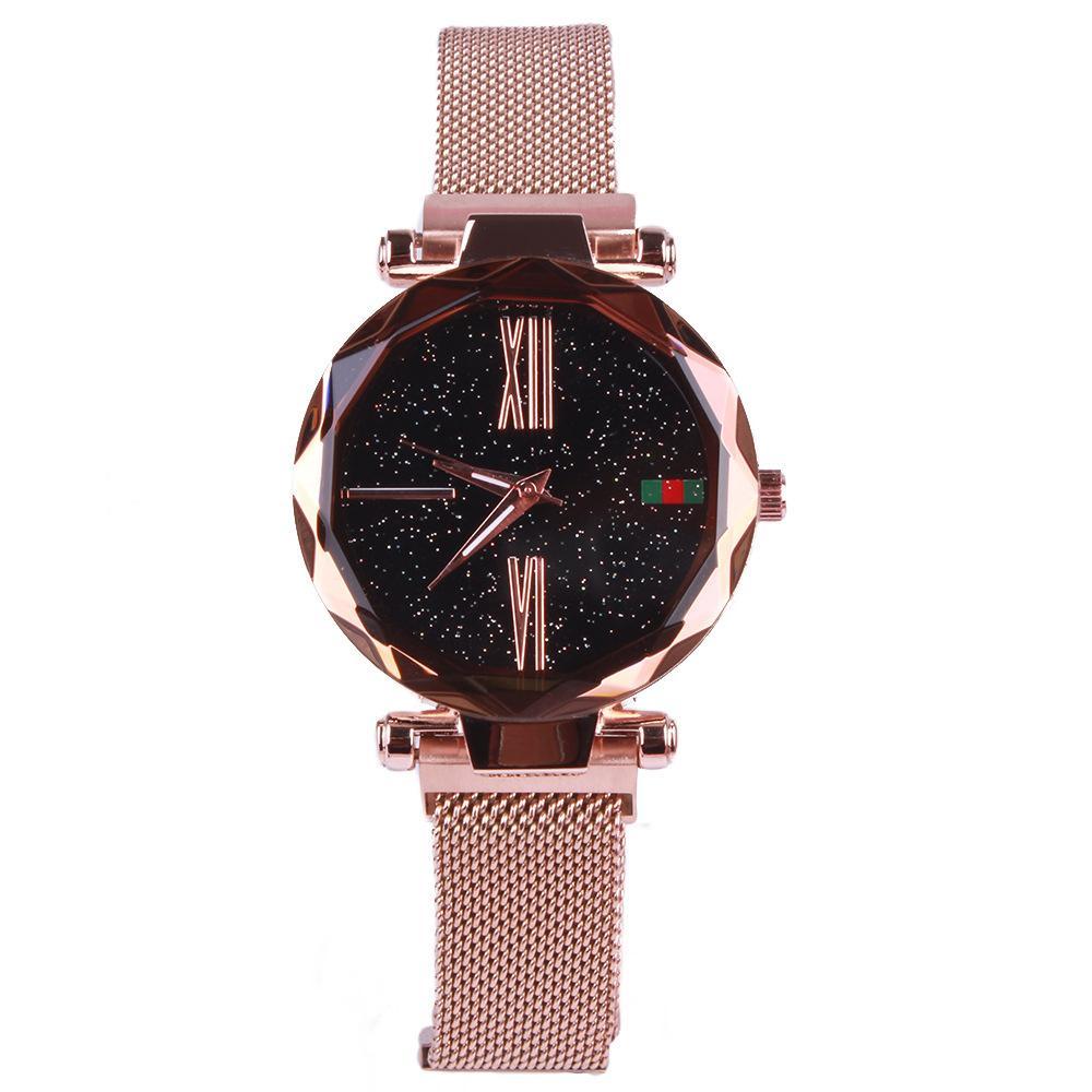 Star Dial Watch with Roman Numerals Rose Golden