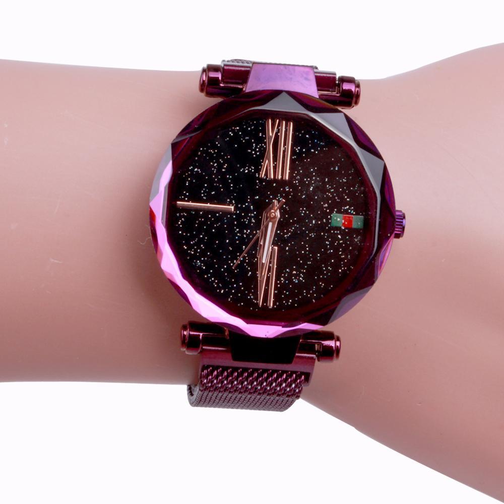 Star Dial Watch with Roman Numerals Purple