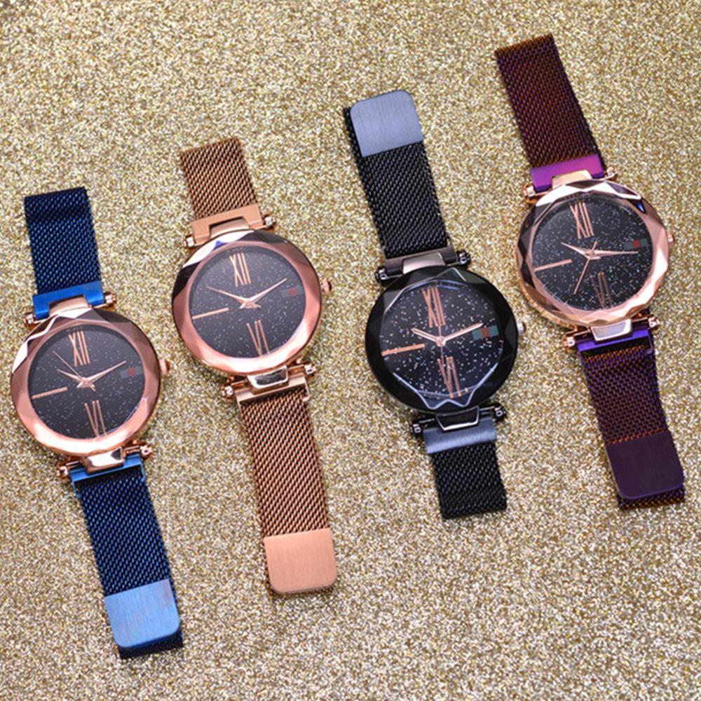 Star Dial Watch with Roman Numerals Rose Golden