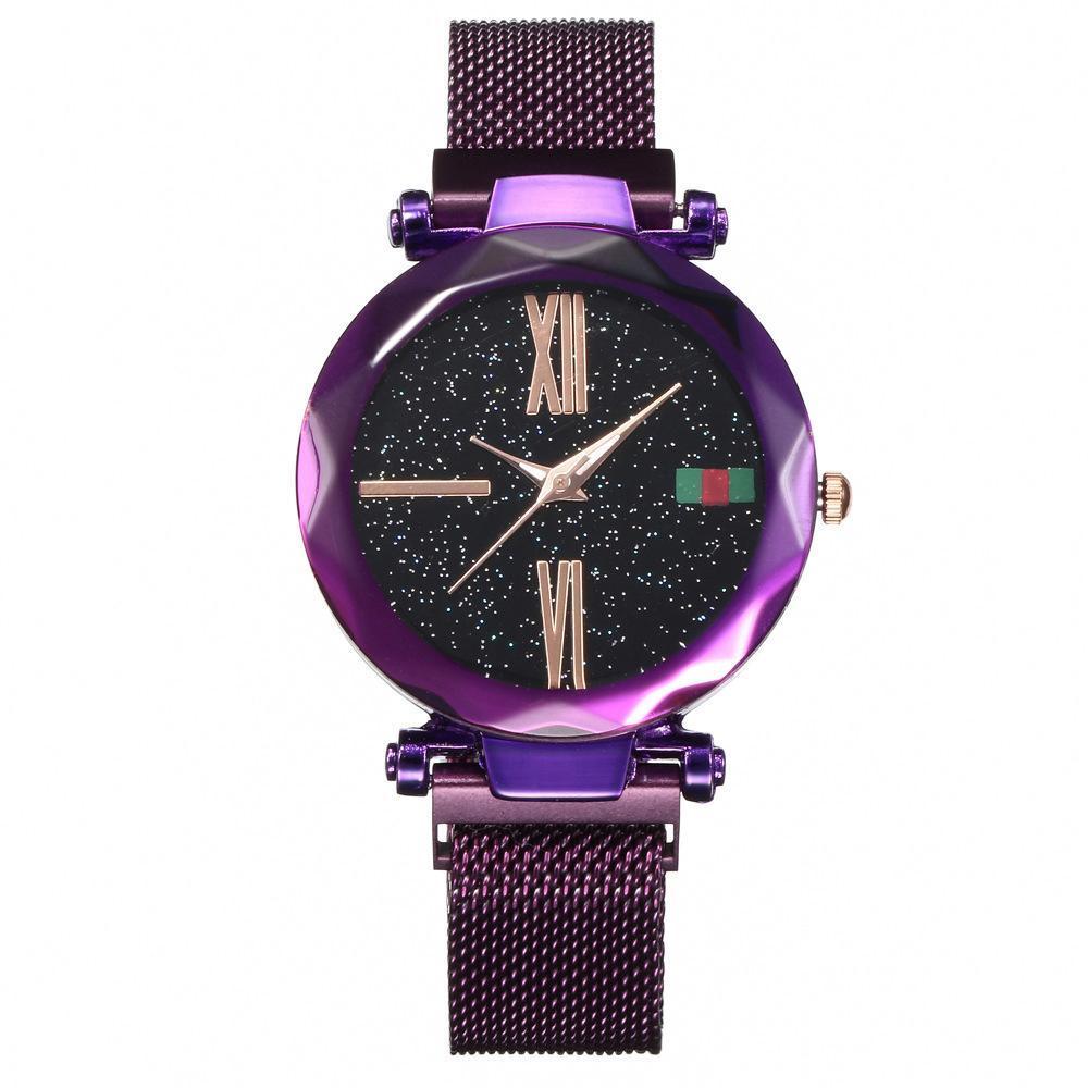 Star Dial Watch with Roman Numerals Purple