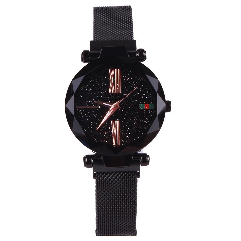 Star Dial Watch with Roman Numerals Black