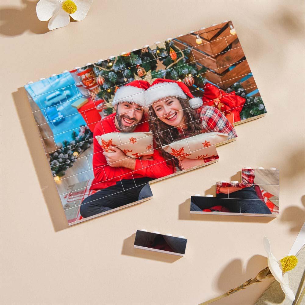 Custom Collage Photo Building Blocks Square Shape Building Bricks Gift for Him - Name Necklace