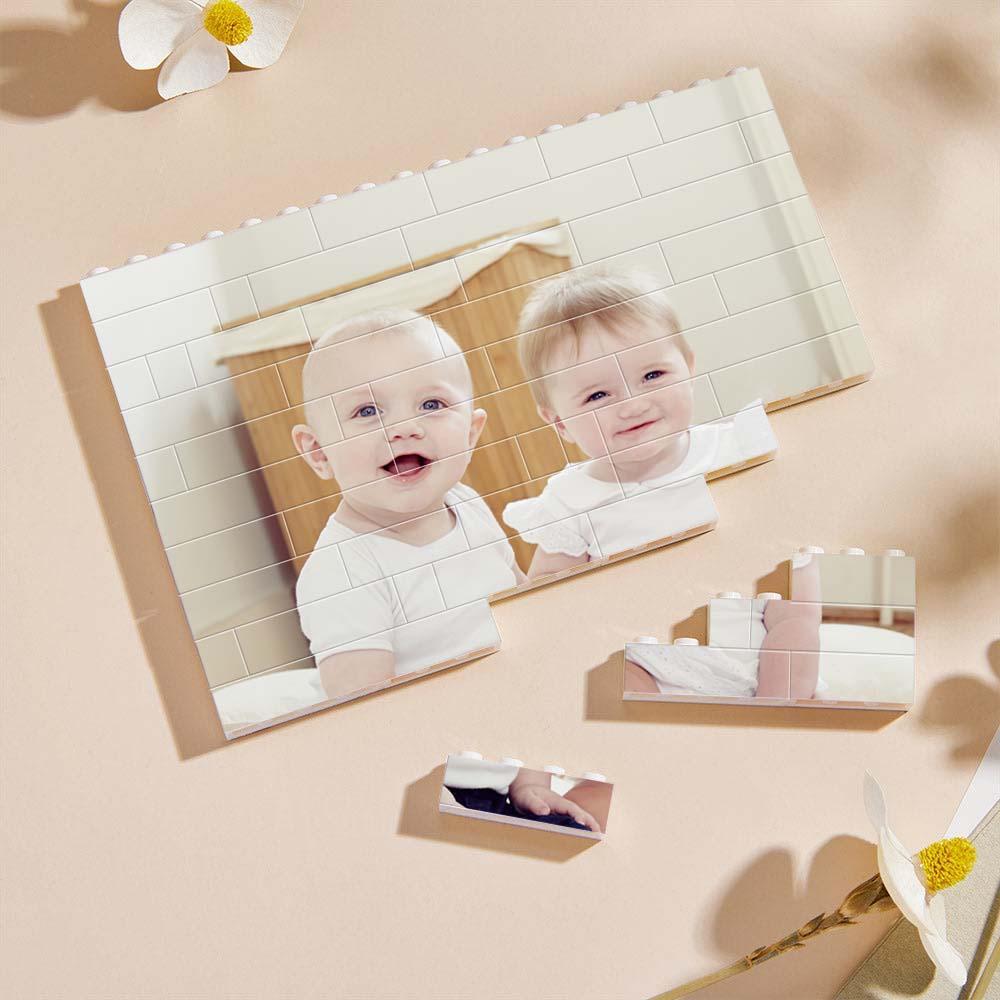 Custom Collage Photo Building Blocks Square Shape Building Bricks Gift for Him - Name Necklace
