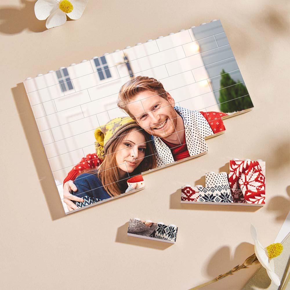 Custom Collage Photo Building Blocks Square Shape Building Bricks Gift for Him - Name Necklace