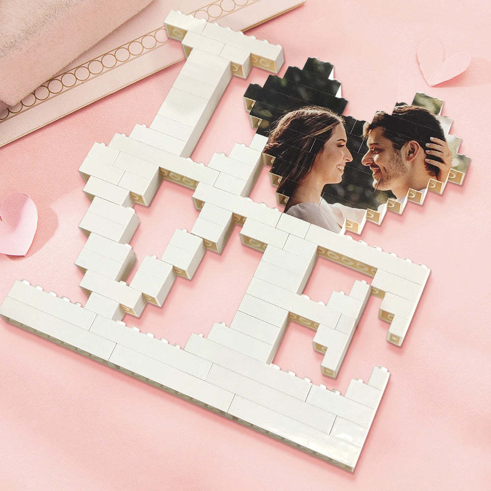 Brique De Construction Personnalisée Photo Block Personnalisé Love Brick Puzzles Cadeaux Pour Les Amoureux - votrecollierprenomfr