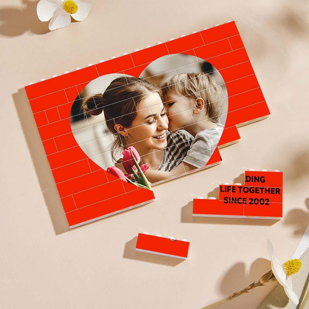 Custom Collage Photo Building Blocks Square Shape Building Bricks Gift for Him - Name Necklace