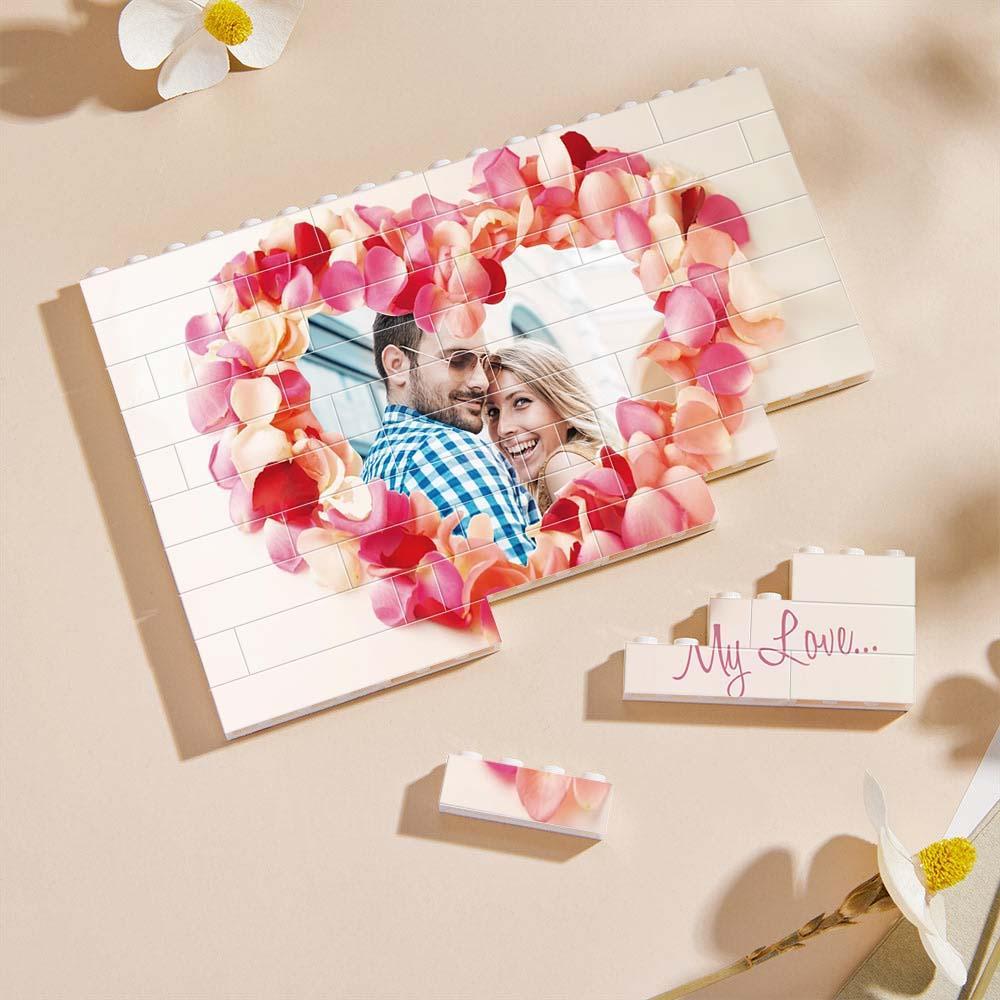 Custom Collage Photo Building Blocks Square Shape Building Bricks Gift for Him - Name Necklace