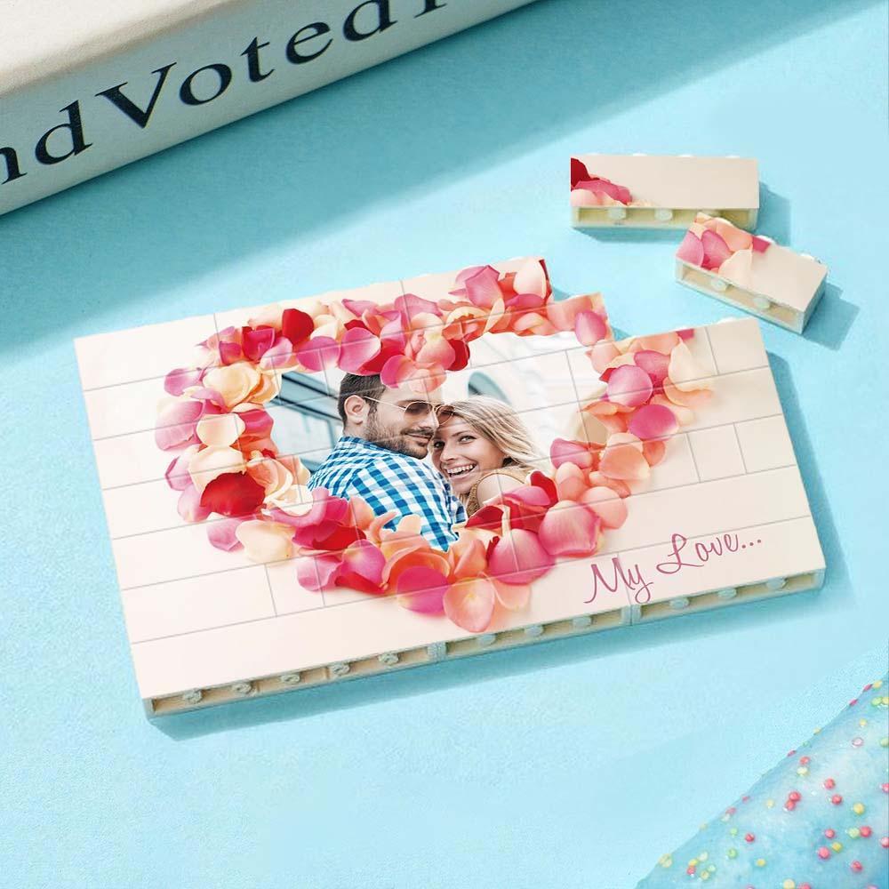 Custom Collage Photo Building Blocks Square Shape Building Bricks Gift for Him - Name Necklace