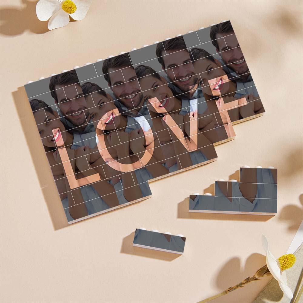 Custom Collage Photo Building Blocks Square Shape Building Bricks Gift for Him - Name Necklace