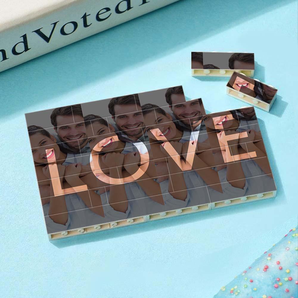 Custom Collage Photo Building Blocks Square Shape Building Bricks Gift for Him - Name Necklace