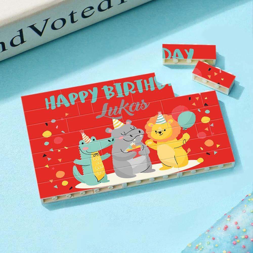 Custom Collage Photo Building Blocks Square Shape Building Bricks Gift for Him - Name Necklace