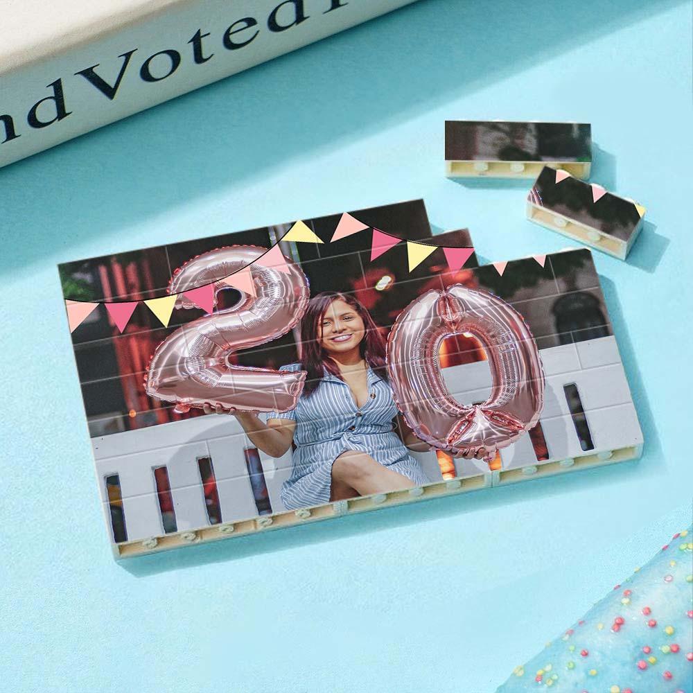 Custom Collage Photo Building Blocks Square Shape Building Bricks Gift for Him - Name Necklace