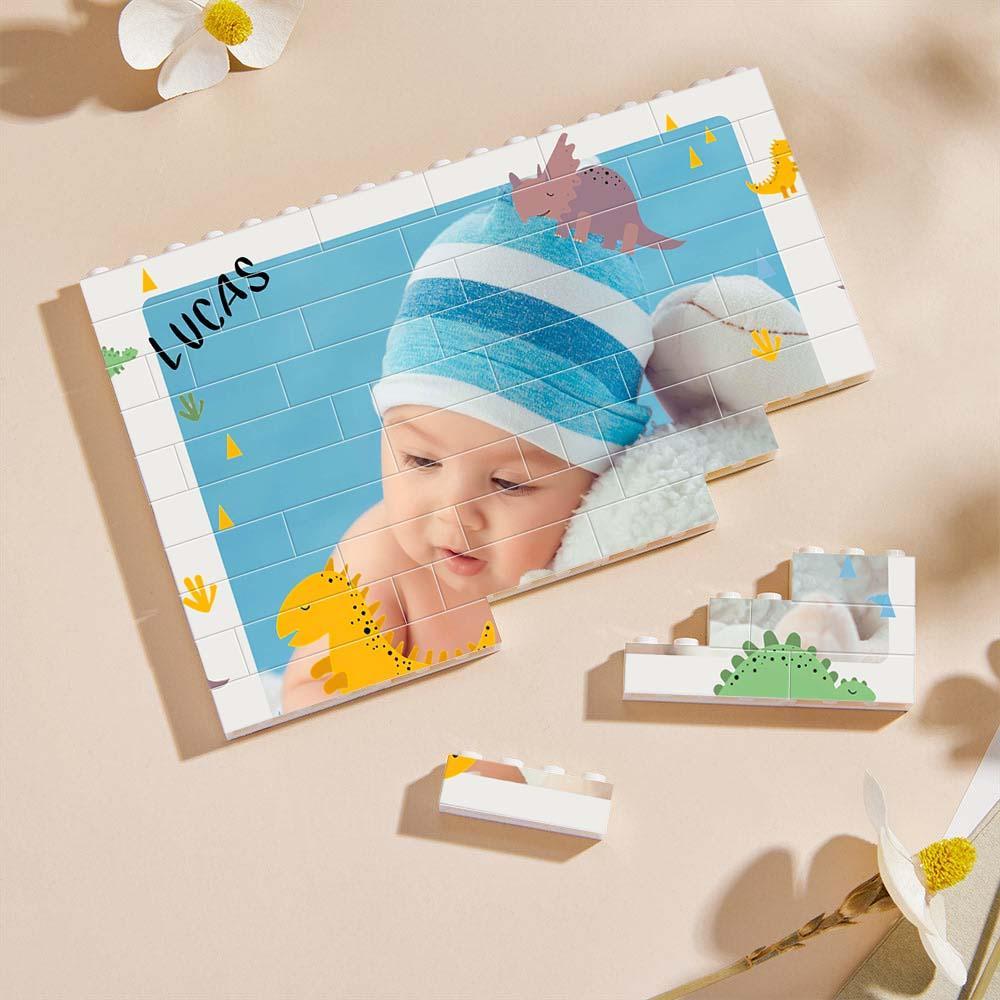 Custom Collage Photo Building Blocks Square Shape Building Bricks Gift for Him - Name Necklace