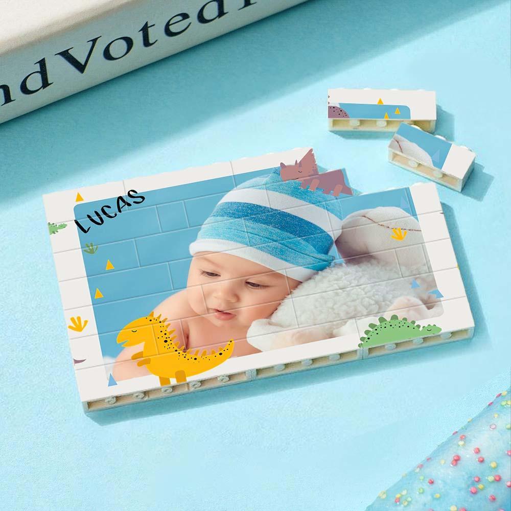 Custom Collage Photo Building Blocks Square Shape Building Bricks Gift for Him - Name Necklace