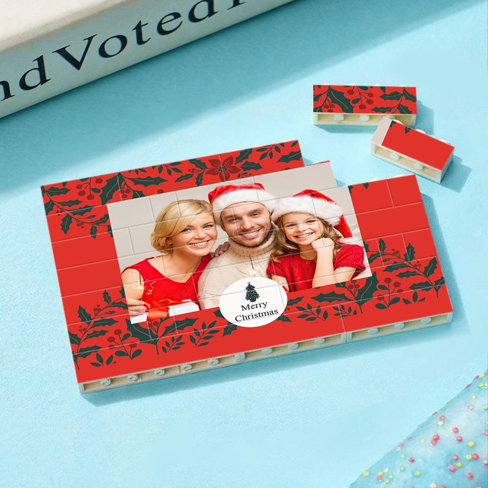 Custom Collage Photo Building Blocks Square Shape Building Bricks Gift for Him - Name Necklace