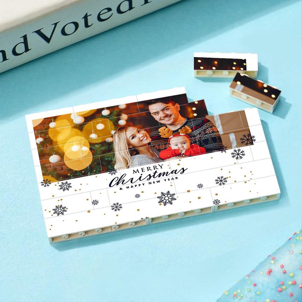 Custom Collage Photo Building Blocks Square Shape Building Bricks Gift for Him - Name Necklace