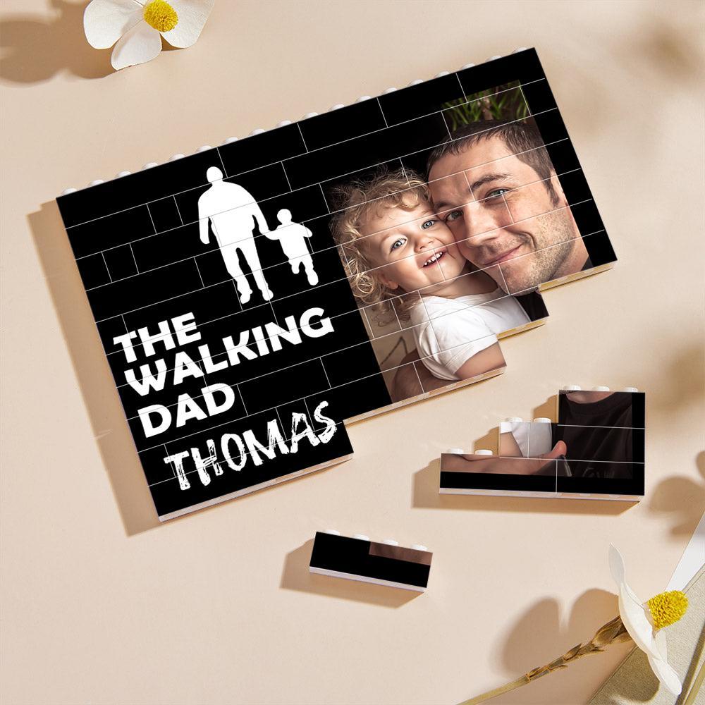 Custom Collage Photo Building Blocks Square Shape Building Bricks Gift for Him - Name Necklace