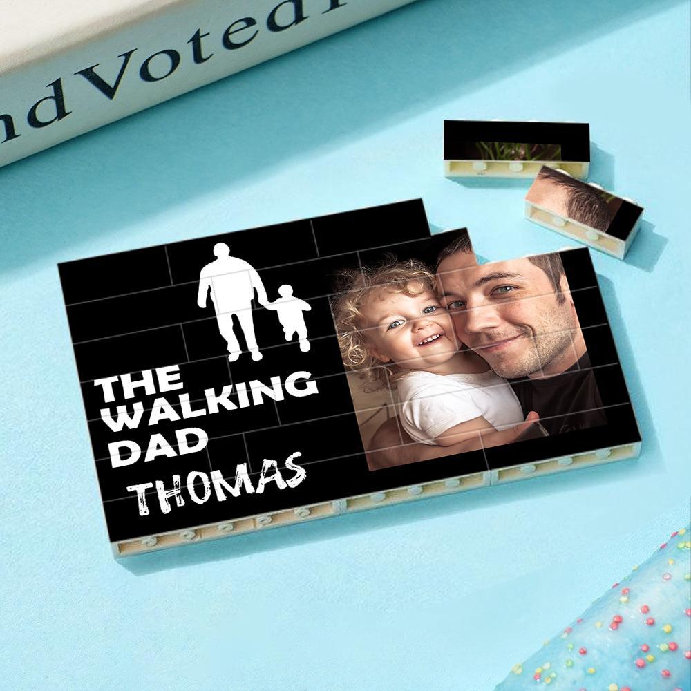Custom Collage Photo Building Blocks Square Shape Building Bricks Gift for Him - Name Necklace