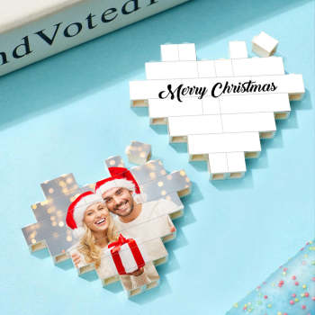 Brique De Construction Personnalisée Bloc Photo Et Texte Personnalisés Cadeaux En Forme De Coeur Pour Noël