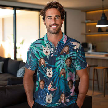 Polos Personnalisés Personnalisés Polo Personnalisé Pour Hommes Polos De Golf Pour Lui Feuilles Vertes Et Fleurs - votrecollierprenomfr