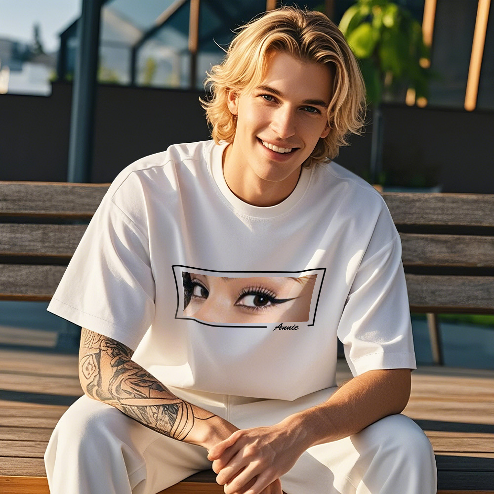 Sweat À Capuche Personnalisé Avec Les Yeux D'un Être Cher, T-shirt Avec Illustration D'yeux Personnalisée, Dessin D'yeux Unique D'après Photo, Cadeau Pour Elle - votrecollierprenomfr