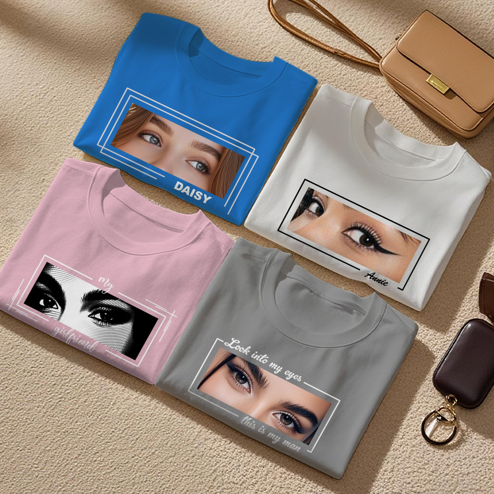 Sweat À Capuche Personnalisé Avec Les Yeux D'un Être Cher, T-shirt Avec Illustration D'yeux Personnalisée, Dessin D'yeux Unique D'après Photo, Cadeau Pour Elle - votrecollierprenomfr