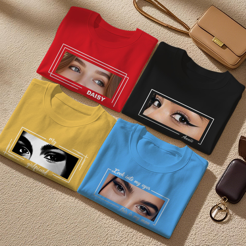 Sweat À Capuche Personnalisé Avec Les Yeux D'un Être Cher, T-shirt Avec Illustration D'yeux Personnalisée, Dessin D'yeux Unique D'après Photo, Cadeau Pour Elle - votrecollierprenomfr