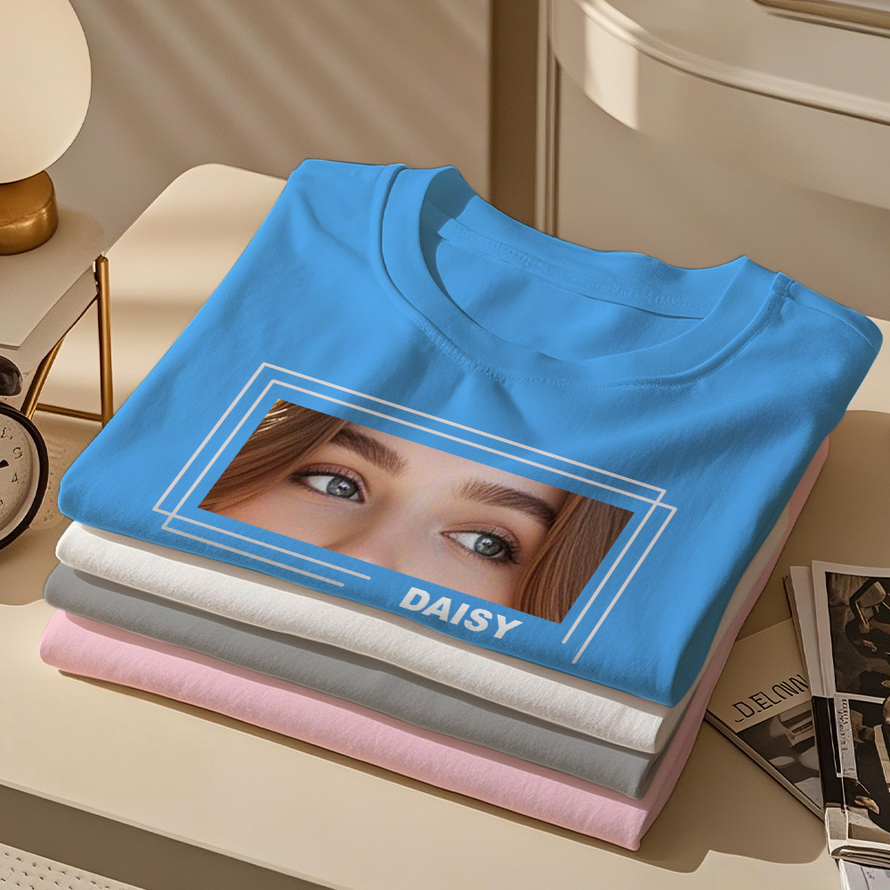 Sweat À Capuche Personnalisé Avec Les Yeux D'un Être Cher, T-shirt Avec Illustration D'yeux Personnalisée, Dessin D'yeux Unique D'après Photo, Cadeau Pour Elle - votrecollierprenomfr