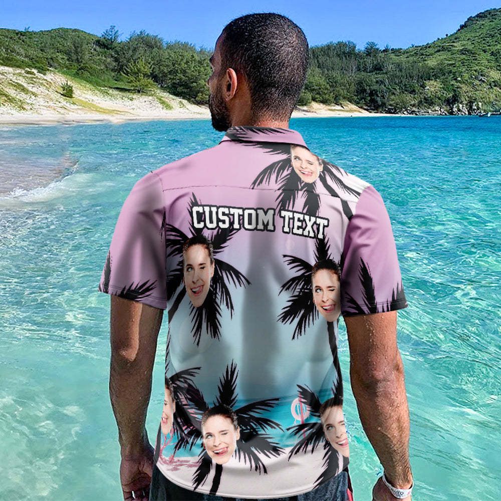 Chemises Hawaïennes Personnalisées Mer Et Cocotier Aperçu En Ligne Chemise De Plage Aloha Pour Hommes - votrecollierprenomfr