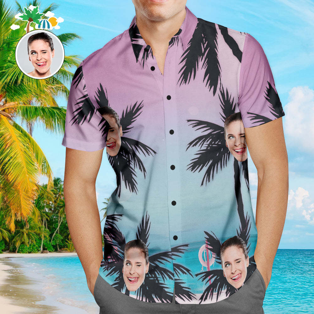 Chemises Hawaïennes Personnalisées Mer Et Cocotier Aperçu En Ligne Chemise De Plage Aloha Pour Hommes - votrecollierprenomfr