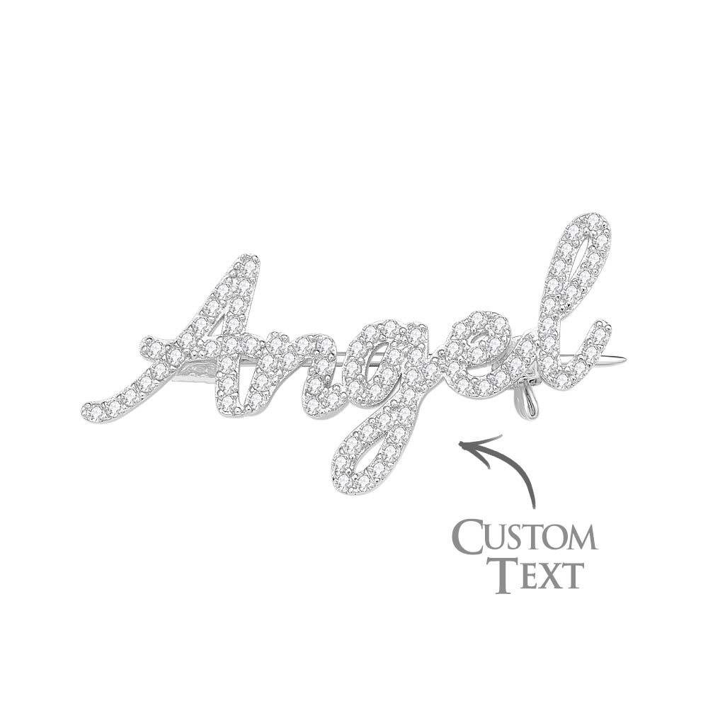 Épingle À Revers En Diamant Avec Nom Personnalisé, Broche Exquise À La Mode, Cadeau Pour Femme
